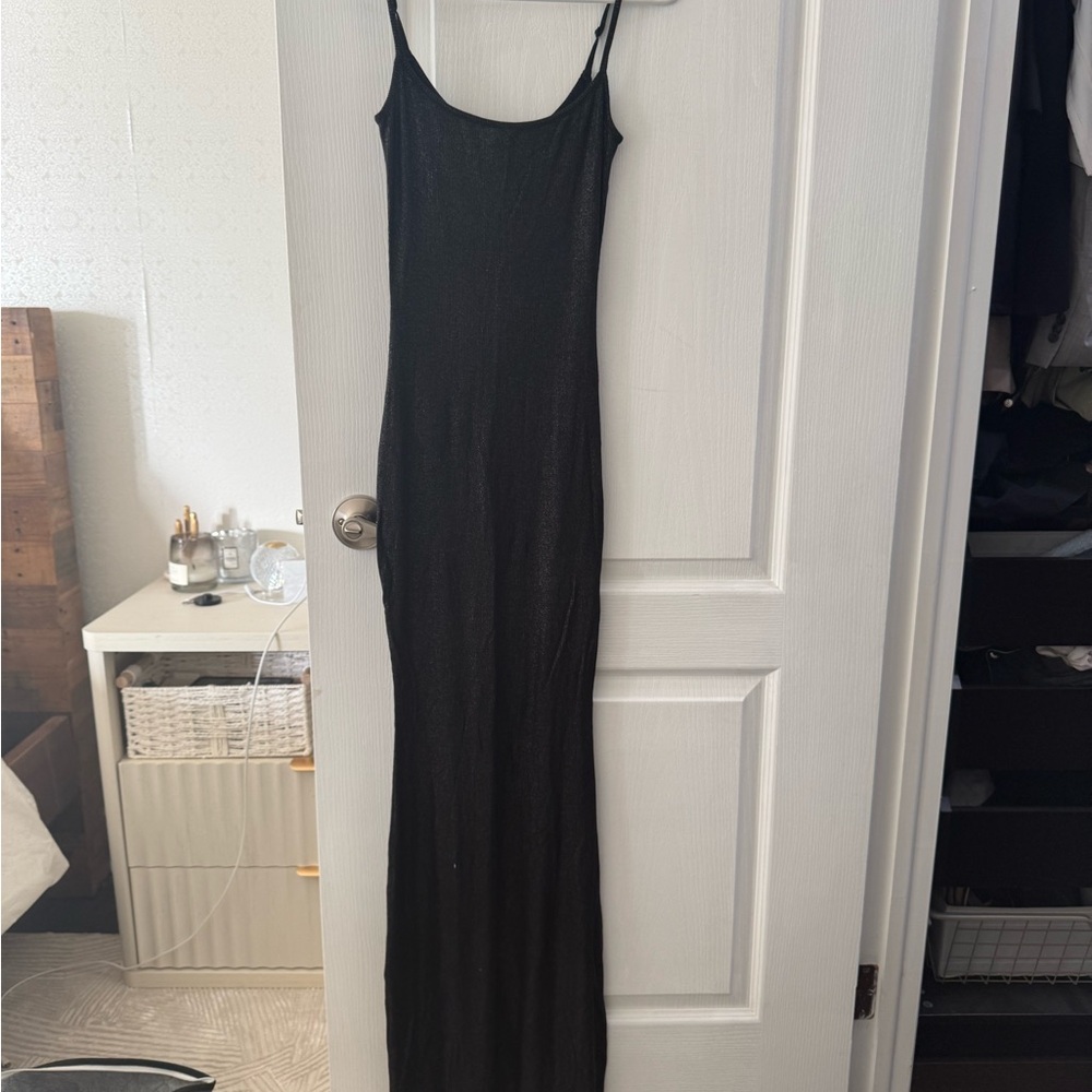 SKIMS Black (but a bit sparkly) Slip Maxi Dress - Classic Evening Dress